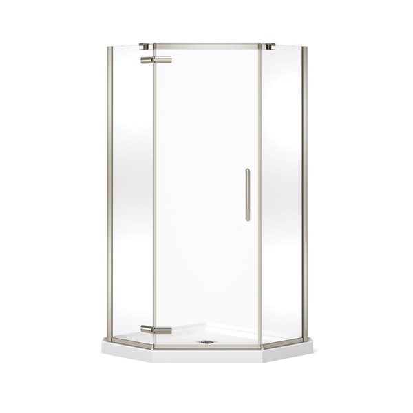 MAAX Hana Neo-Angle 40-in x 75-in Brushed Nickel Shower Door