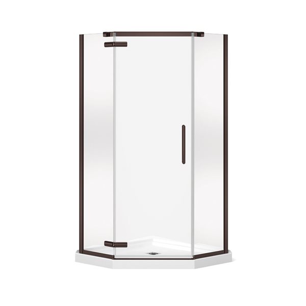 MAAX Hana 38-in x 75-in Neo-Angle Dark Bronze Shower Door