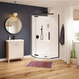 MAAX Hana 38-in x 75-in Neo-Angle Dark Bronze Shower Door