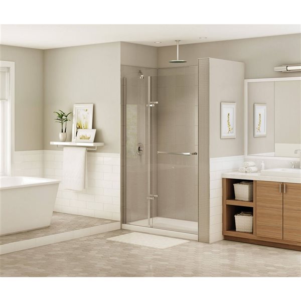 MAAX Reveal 72-in x 52-in to 55-in Frameless Chrome Pivot Shower Door