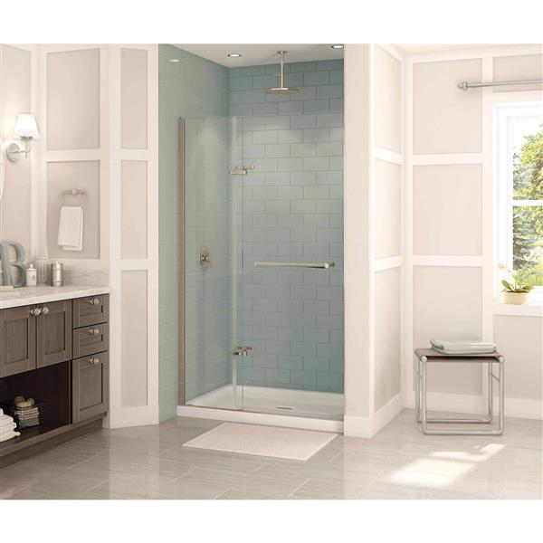 MAAX Reveal 72-in x 38-in to 41-in Frameless Brushed Nickel Pivot Shower Door