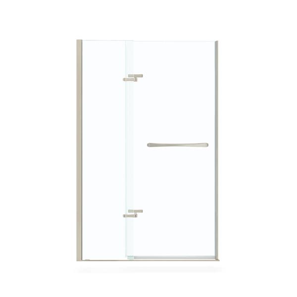 MAAX Reveal 72-in x 38-in to 41-in Frameless Brushed Nickel Pivot Shower Door