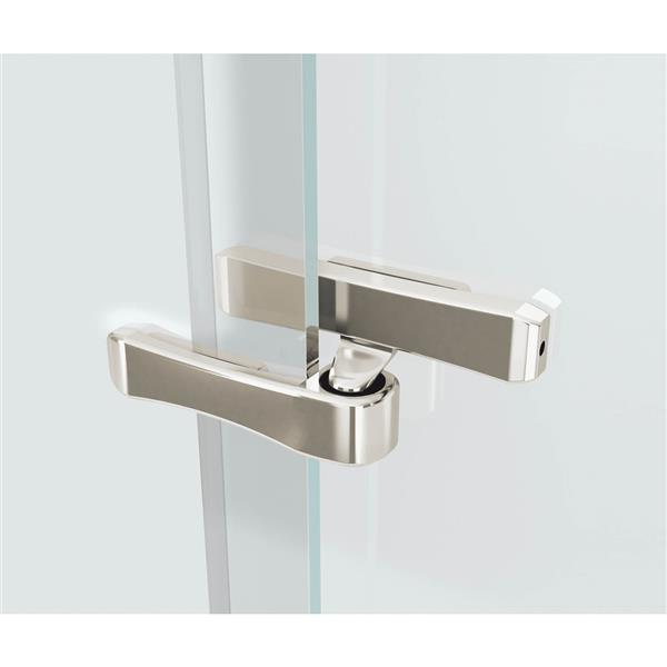 Porte de douche pivotante MAAX Reveal 72 x 42 à 45 po nickel brossé