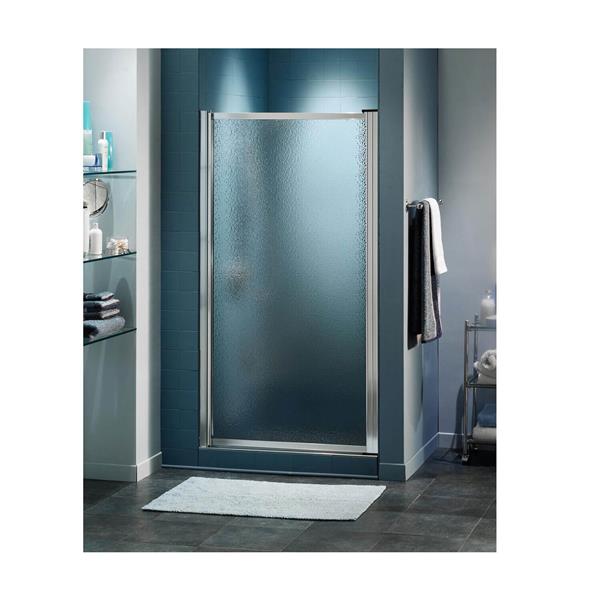 MAAX Pivolok 65-in x 33 to 35-in Pivot Shower Door Raindrop Glass Chrome