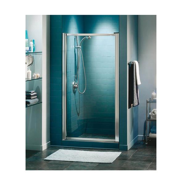 Porte de douche pivotante encadrée MAAX Pivolok 65 po x 29 à 31 po chrome verre transparent