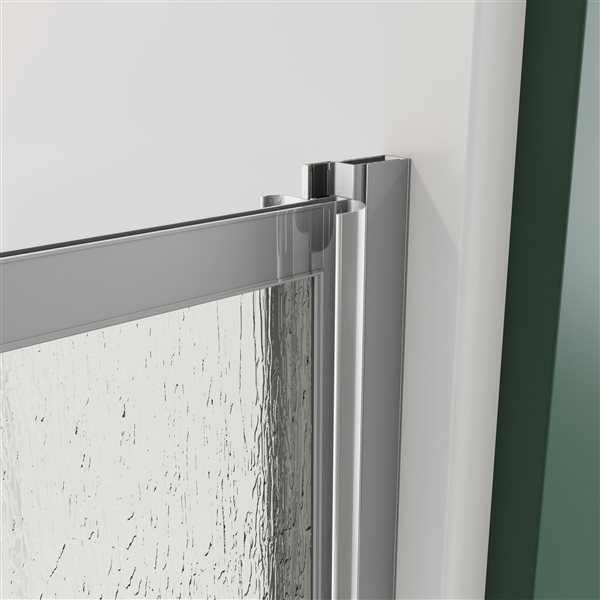 MAAX Pivolok 27 to 29-in x 65-in Chrome Raindrop Glass Shower Door