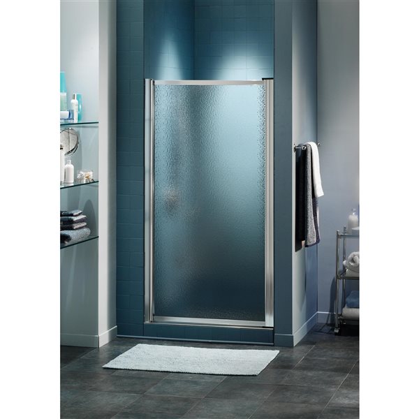 MAAX Pivolok 65-in x 21 to 23-in Framed Pivot Shower Door Raindrop