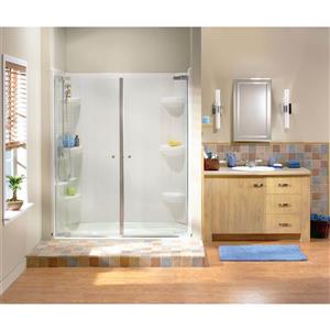 Maax Kleara Clear 49-52-in x 69-in Brushed Nickel 2-Panel Shower Door