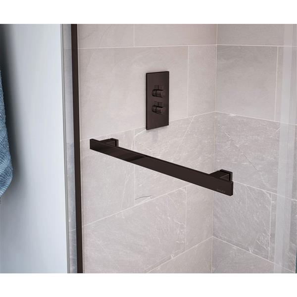 Porte de douche Dual par MAAX de 56 à 59 po x 74 po en bronze foncé avec verre transparent