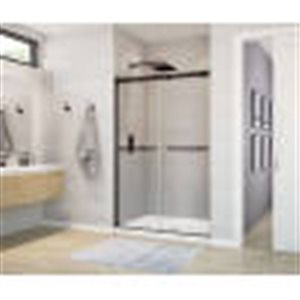 MAAX Dual 44 to 47-in x 74-in Dark Bronze Clear Glass Shower Door