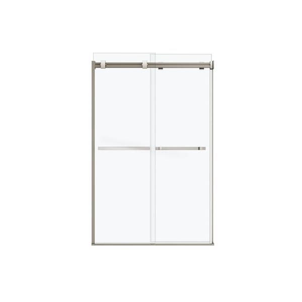 MAAX Dual 44 to 47-in x 74-in Brushed Nickel Clear Glass Shower Door