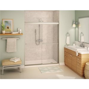 MAAX Aura 55 to 59-in x 71-in Nickel Soft Close Clear Glass Shower Door