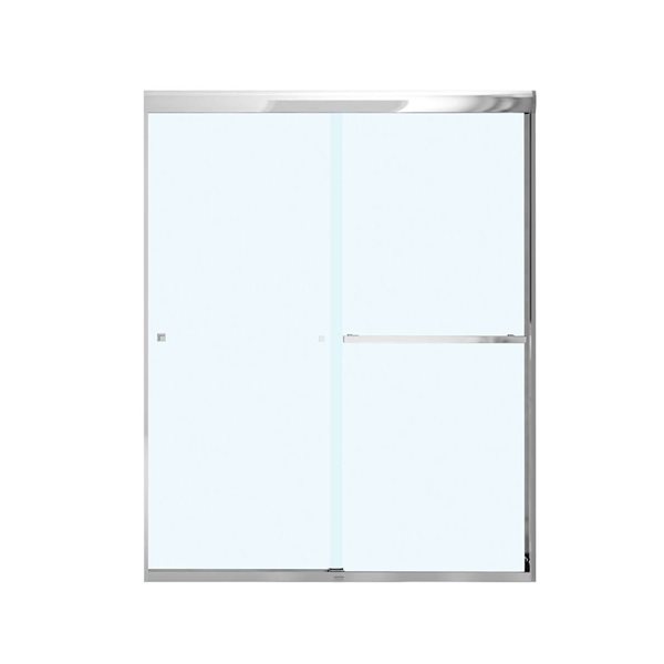 MAAX Aura 71-in x 55 to 59-in Semi-Frameless Sliding Door Soft Close Clear Glass Shower Door Chrome