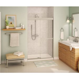 MAAX Aura 43 to 47-in x 71-in Nickel Soft Close Clear Glass Shower Door