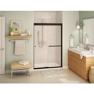 MAAX Aura 43 to 47-in x 71-in Dark Bronze Soft Close Clear Glass Shower Door