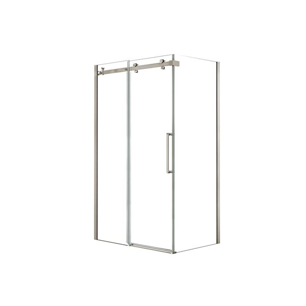 MAAX Halo 48-in x 34-in Brushed Nickel Shower Enclosure