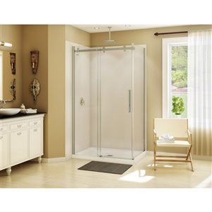 MAAX Halo 48-in x 34-in Brushed Nickel Shower Enclosure