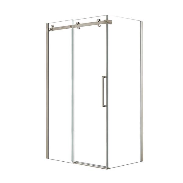 MAAX Halo 48-in x 32-in Brushed Nickel Shower Enclosure