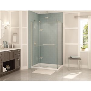 MAAX Reveal 48-in x 36-in Brushed Nickel Shower Enclosure