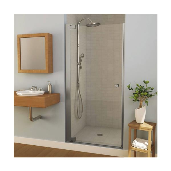 Porte de douche pivotante sans cadre MAAX Madono 67 po x 35 à 37 po chrome verre transparent