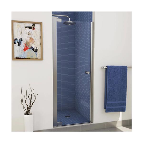 MAAX Madono 67-in x 25 to 27-in Frameless Pivot Shower Door Chrome Clear Glass