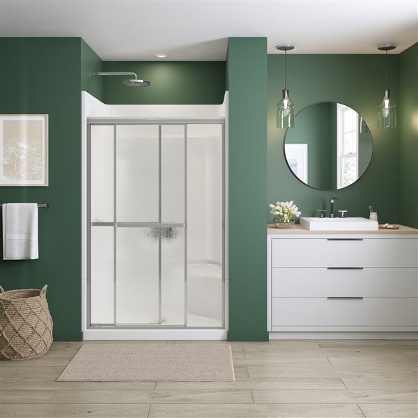 MAAX Polar 68-in x 42 to 48-in Framed Sliding Shower Door Chrome Raindrop