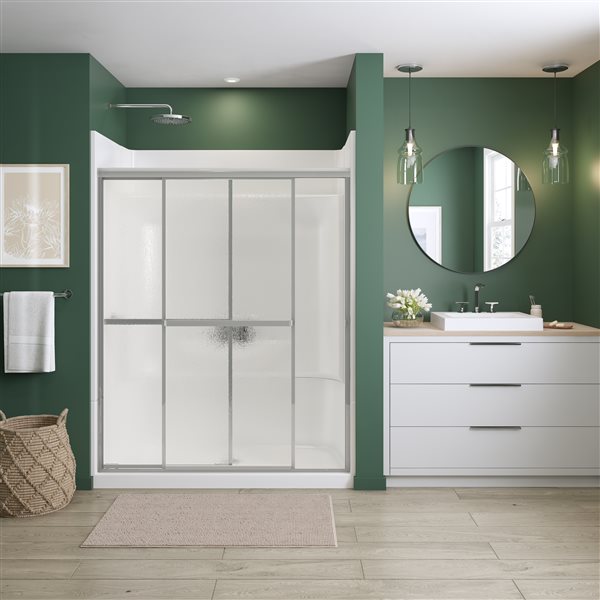 MAAX Polar 68-in x 54 to 60-in Framed Sliding Shower Door Chrome Raindrop