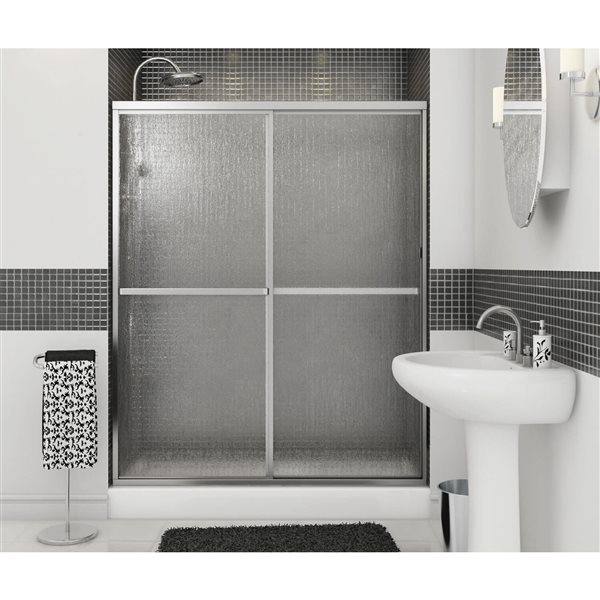 MAAX Polar 68-in x 54 to 60-in Framed Sliding Shower Door Chrome Raindrop