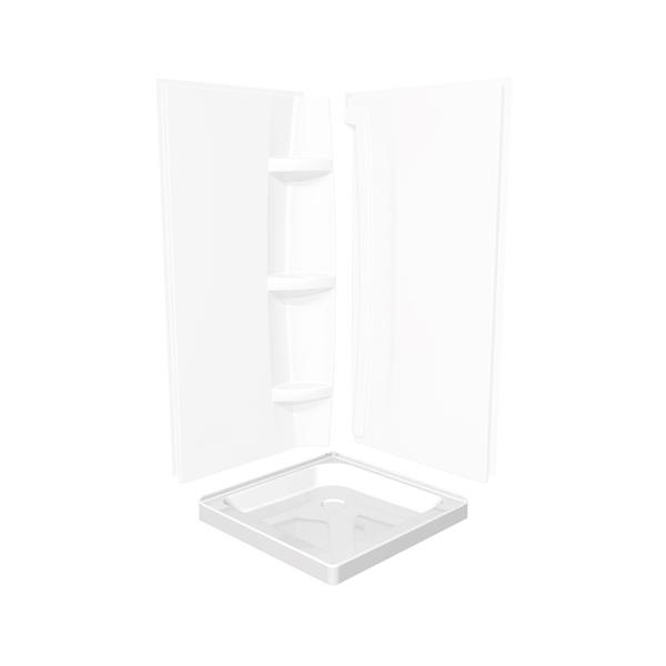 MAAX 32.13-in Square Corner Shower Base with Back Centre Drain