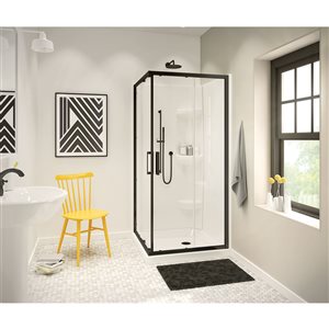 MAAX 32.13-in Square Corner Shower Base with Back Centre Drain