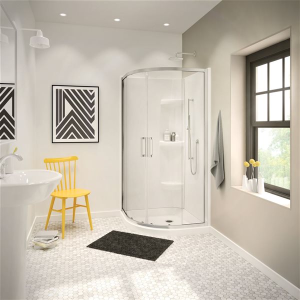 MAAX 40.13-in Neo-Round Corner Shower Base with Back Centre Drain