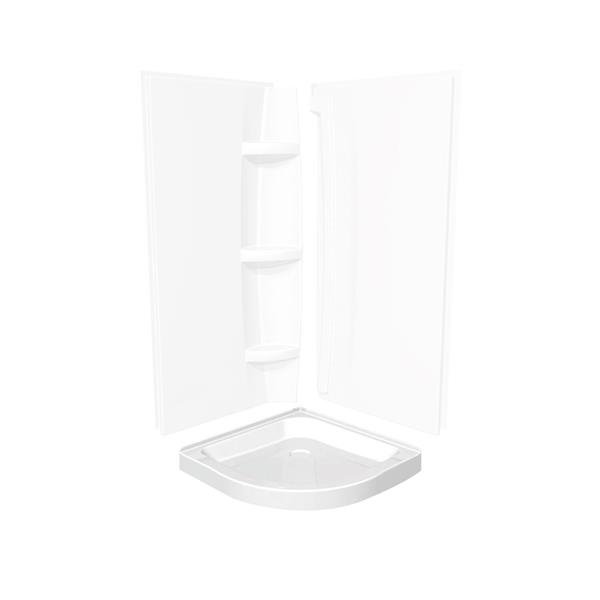 Base de douche en coin néo-ronde MAAX 32,13 po x 32,13 po blanc drain central