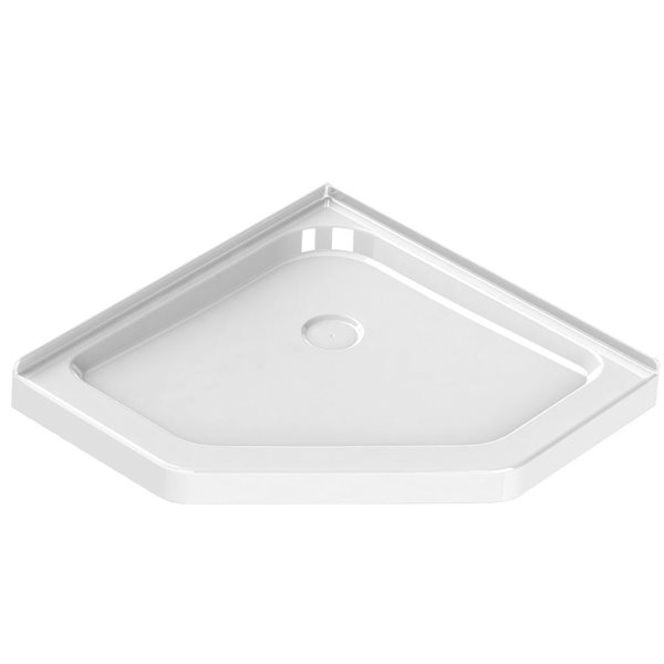 Base de douche en coin néo-angulaire MAAX 36,13 po x 36,13 po blanc drain central