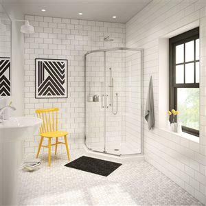 MAAX 36.13-in Neo-Angle Corner Shower Base with Centre Drain