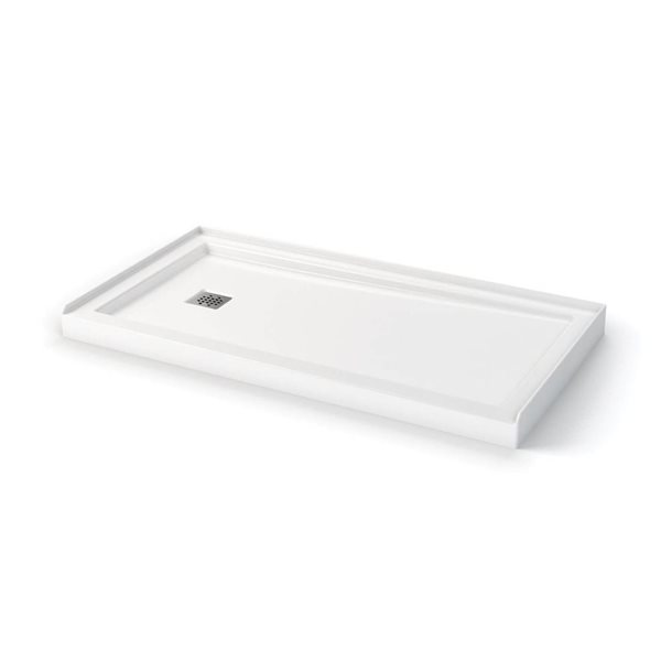 MAAX Zone 60-in x 32-in White Configurable Shower Base with Left Drain