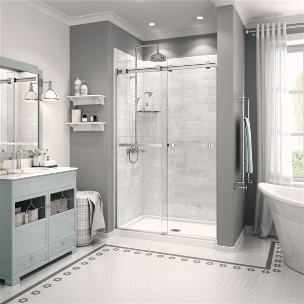 MAAX Zone 48-in x 32-in White Configurable Shower Base with Centre Drain