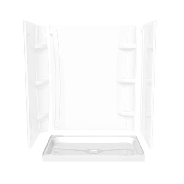 MAAX 60-in x 36-in x 3-in White Alcove Shower Base with Centre Drain