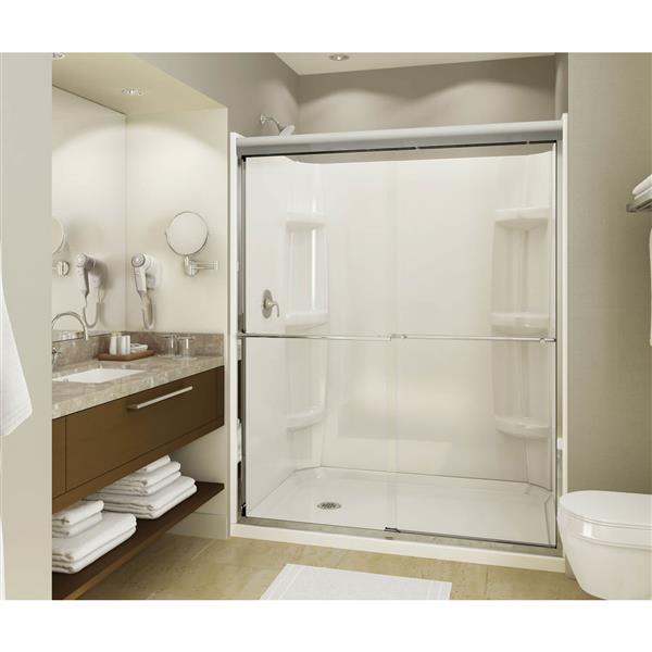 MAAX 60-in x 32-in x 3-in White Alcove Shower Base with Left Drain