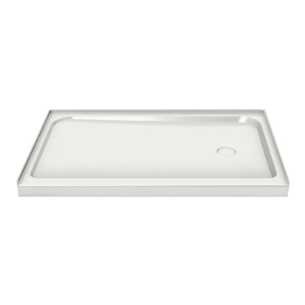 MAAX 60-in x 30-in x 3-in White Alcove Shower Base with Right Drain