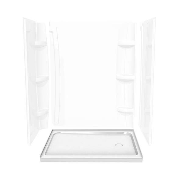 MAAX 60-in x 30-in x 3-in White Alcove Shower Base with Right Drain