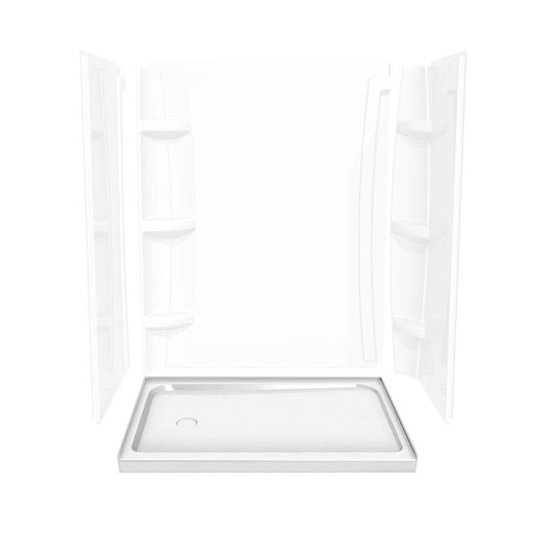 MAAX 60-in x 30-in x 3-in White Alcove Shower Base with Right Drain