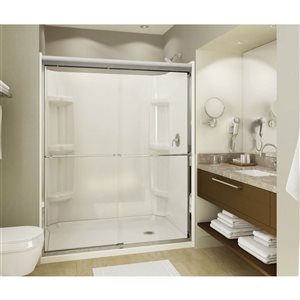 MAAX 60-in x 30-in x 3-in White Alcove Shower Base with Right Drain