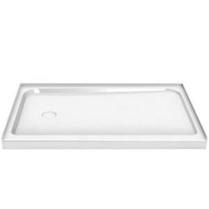 MAAX 60-in x 30-in x 3-in White Alcove Shower Base Left Drain