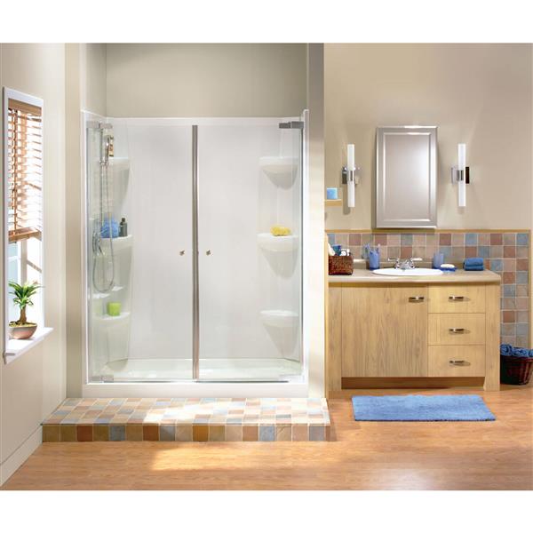 MAAX 48-in x 32-in x 3-in White Alcove Shower Base with Centre Drain