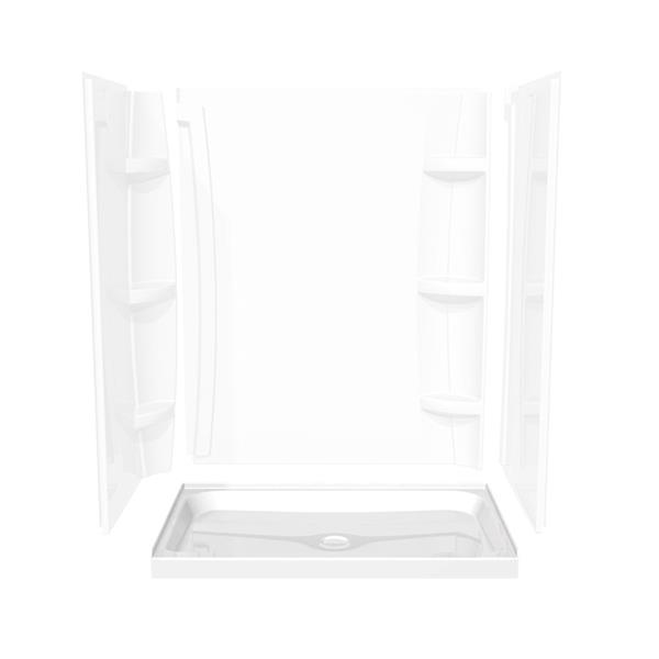 MAAX 48-in x 32-in x 3-in White Alcove Shower Base with Centre Drain