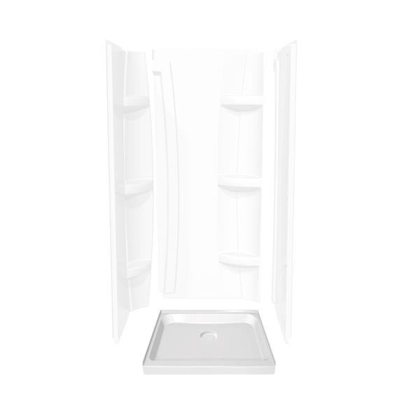 MAAX 42-in x 42-in x 3-in White Alcove Shower Base Centre Drain