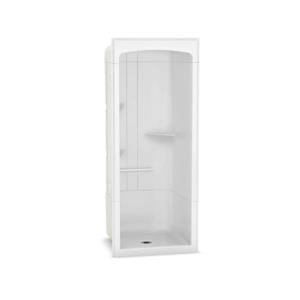 Douche MAAX Camelia blanc acrylique avec drain central 36,5 po x 36 po 3 pièces