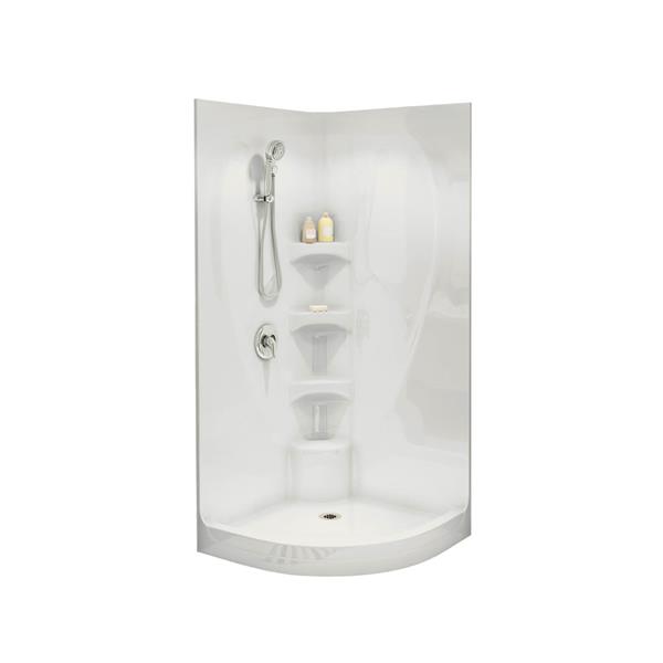 Douche Equinox par MAAX de 37 po x 37 po avec drain central, 1 pièce