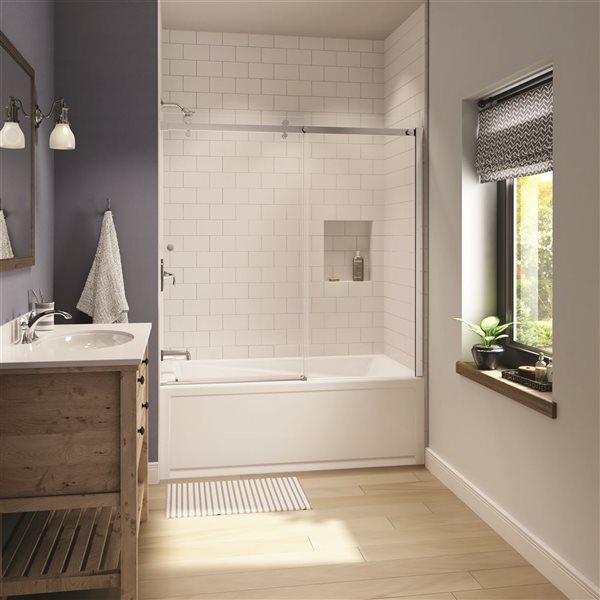 MAAX Luminescence 59-in x 55.5-in Chrome Tub Door