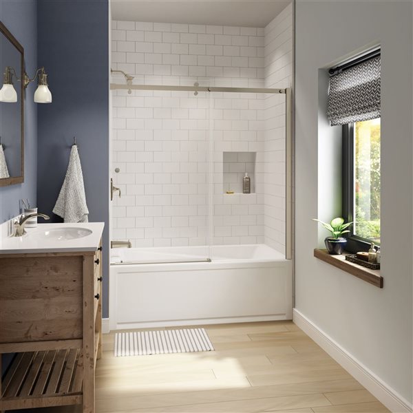 MAAX Luminescence 59-in x 55.5-in Brushed Nickel Tub Door